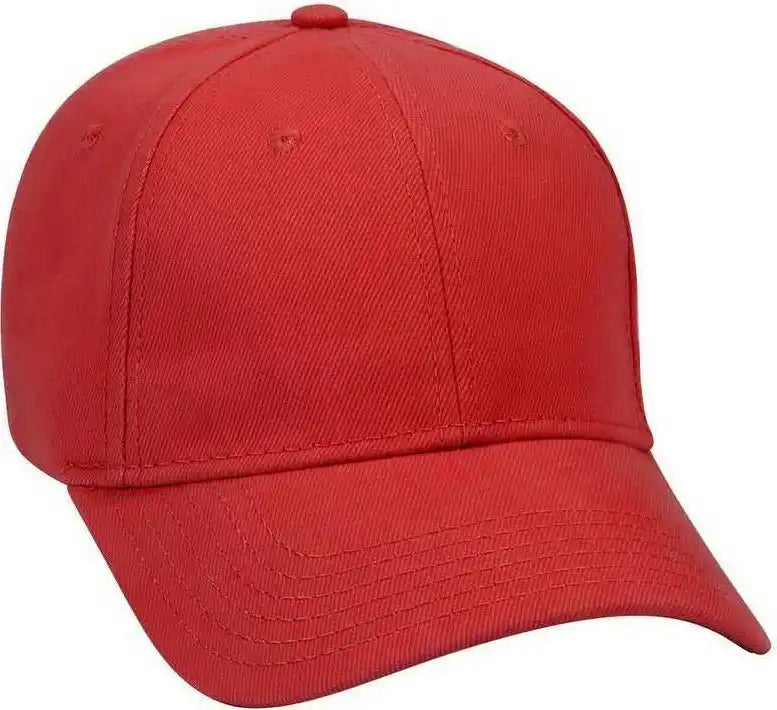 Otto 19-251 Brushed Bull Denim Seamed Front Panel Low Profile Pro Style Cap - Red - one Size Fits Most