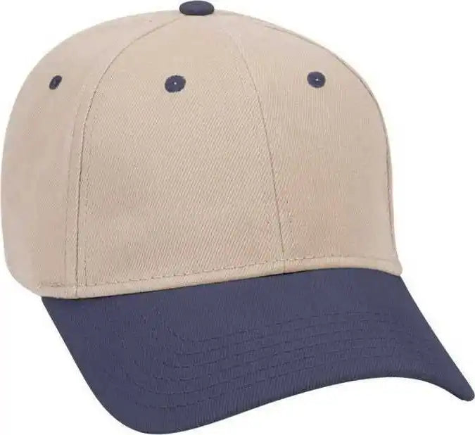 Otto 19-251 Brushed Bull Denim Seamed Front Panel Low Profile Pro Style Cap - Navy Khaki - one Size Fits Most