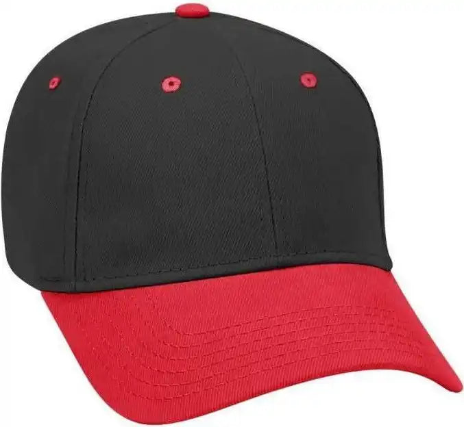 Otto 19-251 Brushed Bull Denim Seamed Front Panel Low Profile Pro Style Cap - Red Black - one Size Fits Most