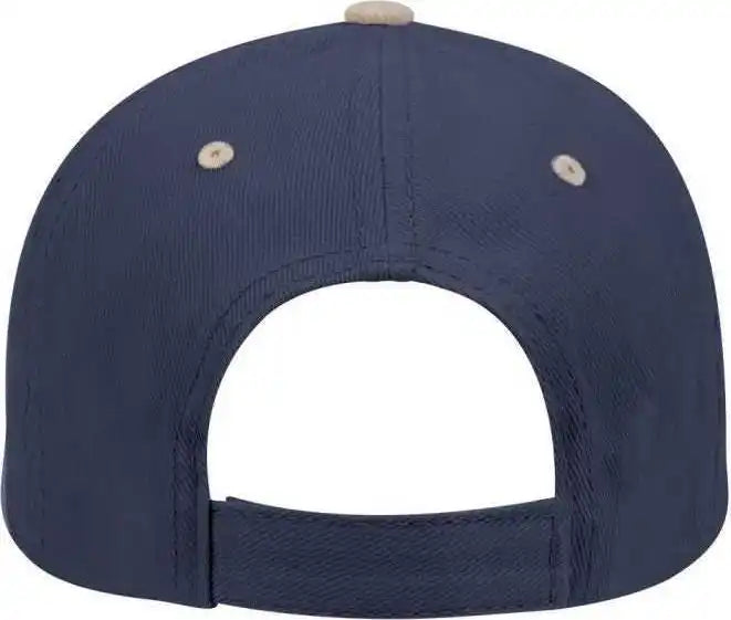 Otto 19-251 Brushed Bull Denim Seamed Front Panel Low Profile Pro Style Cap - Khaki Navy - one Size Fits Most