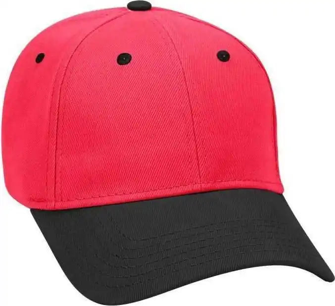 Otto 19-251 Brushed Bull Denim Seamed Front Panel Low Profile Pro Style Cap - Black Red - one Size Fits Most