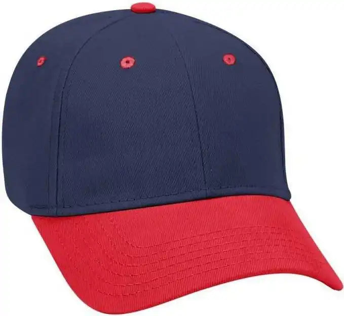 Otto 19-251 Brushed Bull Denim Seamed Front Panel Low Profile Pro Style Cap - Red Navy - one Size Fits Most