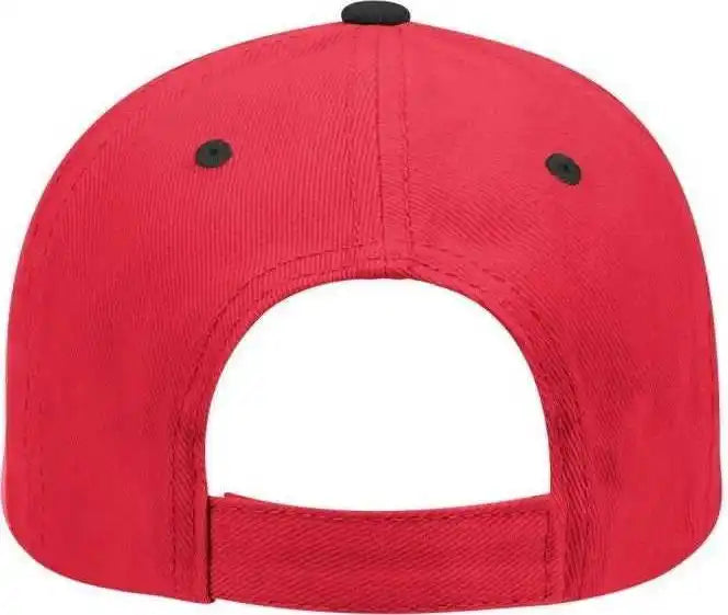 Otto 19-251 Brushed Bull Denim Seamed Front Panel Low Profile Pro Style Cap - Black Red - one Size Fits Most