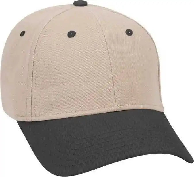 Otto 19-251 Brushed Bull Denim Seamed Front Panel Low Profile Pro Style Cap - Black Khaki - one Size Fits Most