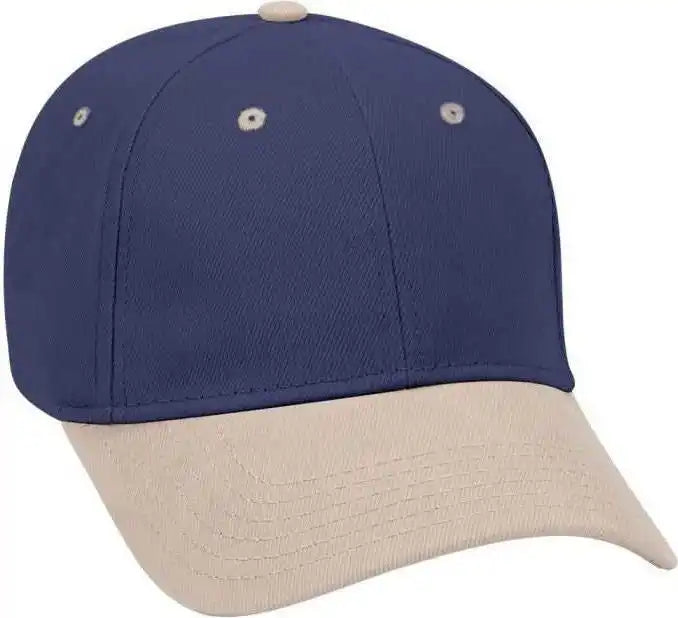 Otto 19-251 Brushed Bull Denim Seamed Front Panel Low Profile Pro Style Cap - Khaki Navy - one Size Fits Most