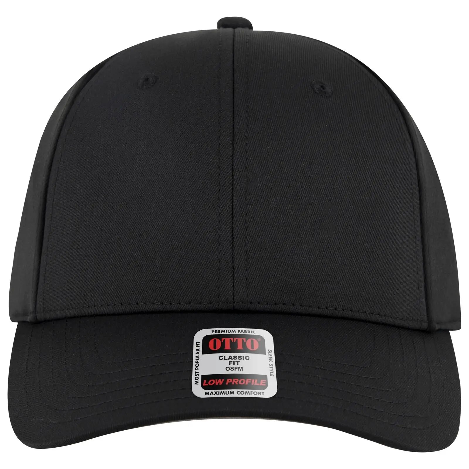 Otto 19-3 6 Panel Low Profile Baseball Cap - Black - 7 3/8’’ - 5/8’’
