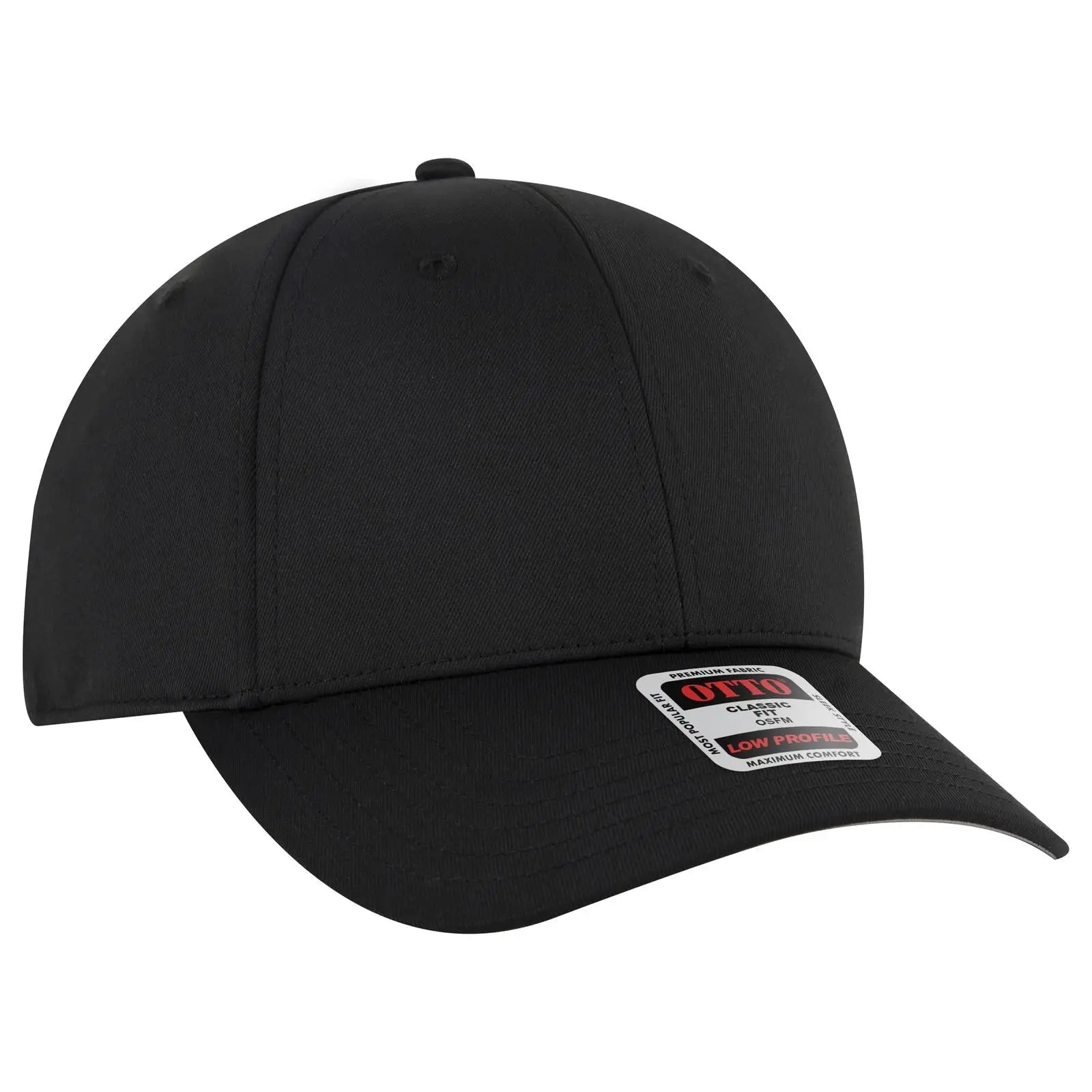 Otto 19-3 6 Panel Low Profile Baseball Cap - Black - 7 3/8’’ - 5/8’’