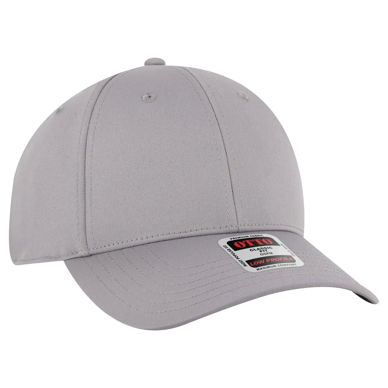 Otto 19-3 6 Panel Low Profile Baseball Cap - Gray - 7 3/8’’ - 5/8’’