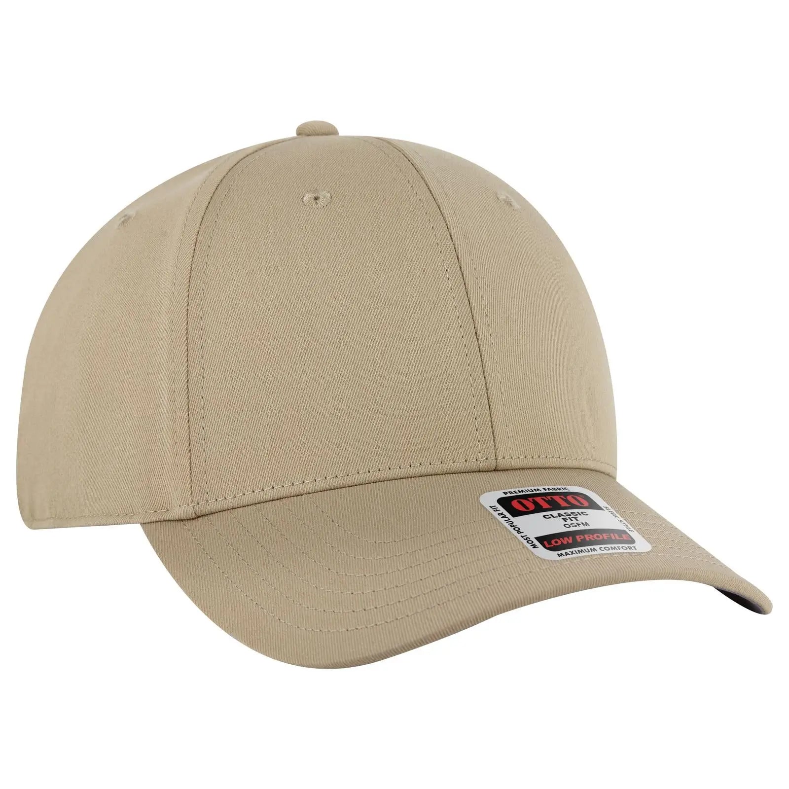 Otto 19-3 6 Panel Low Profile Baseball Cap - Khaki - 7 3/8’’ - 5/8’’