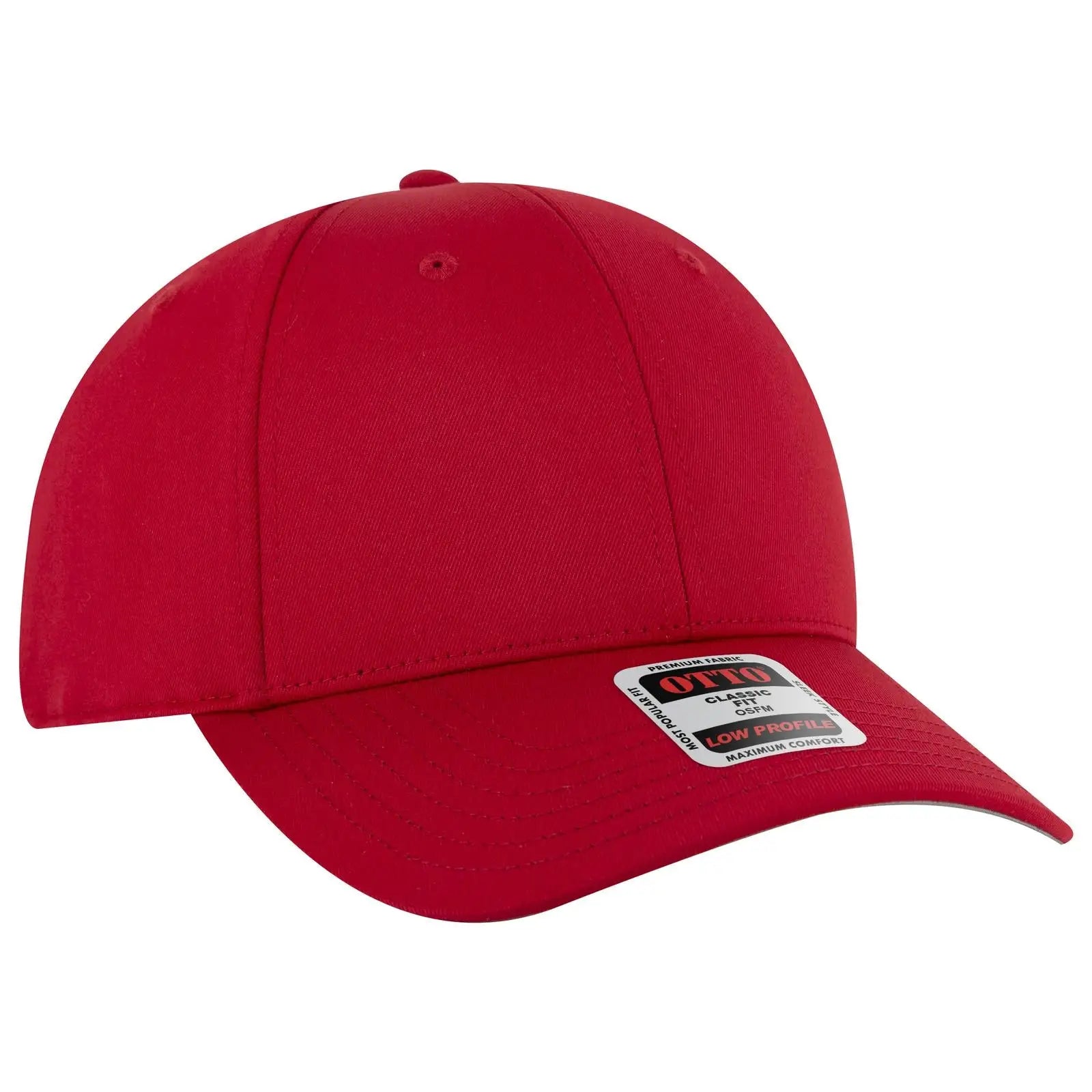 Otto 19-3 6 Panel Low Profile Baseball Cap - Red - 7 3/8’’ - 5/8’’