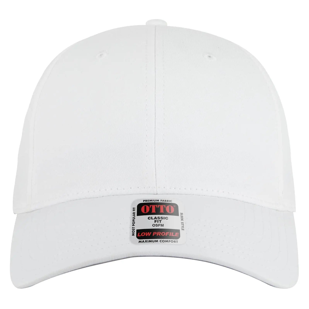 Otto 19-3 6 Panel Low Profile Baseball Cap - White - 7 3/8’’ - 5/8’’