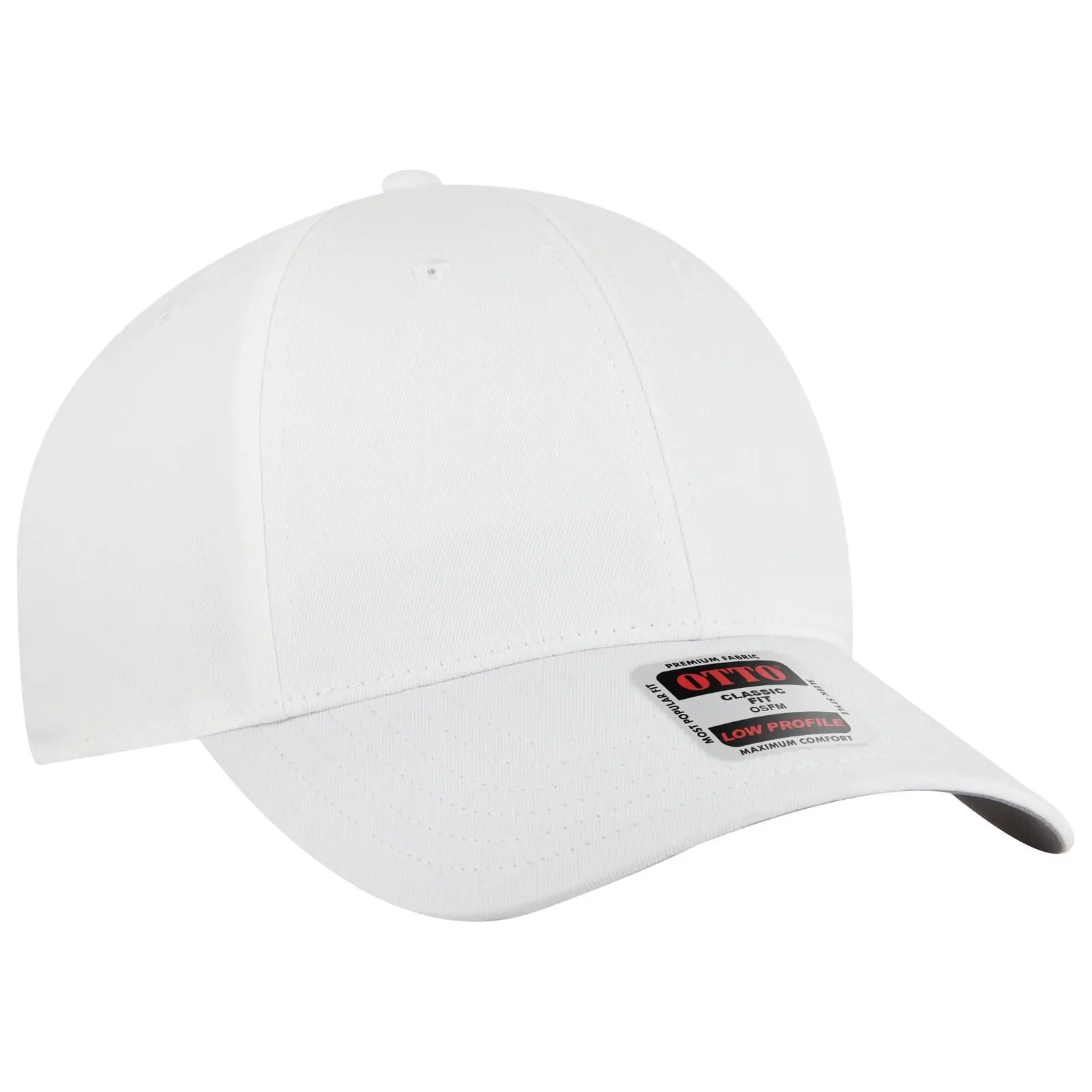 Otto 19-3 6 Panel Low Profile Baseball Cap - White - 7 3/8’’ - 5/8’’