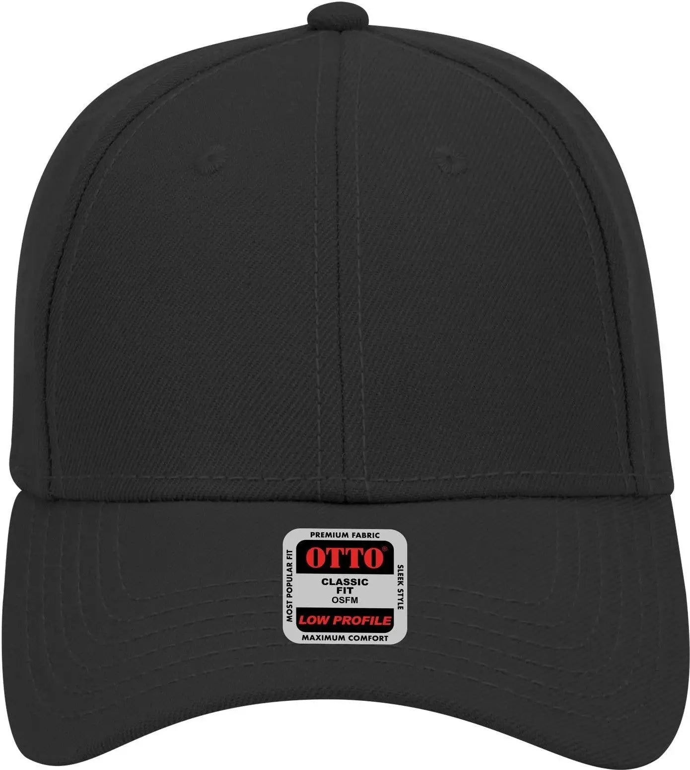 Otto 19-304 6 Panel Low Profile Baseball Cap - Black - 1/2’’ - 7 5/8’’
