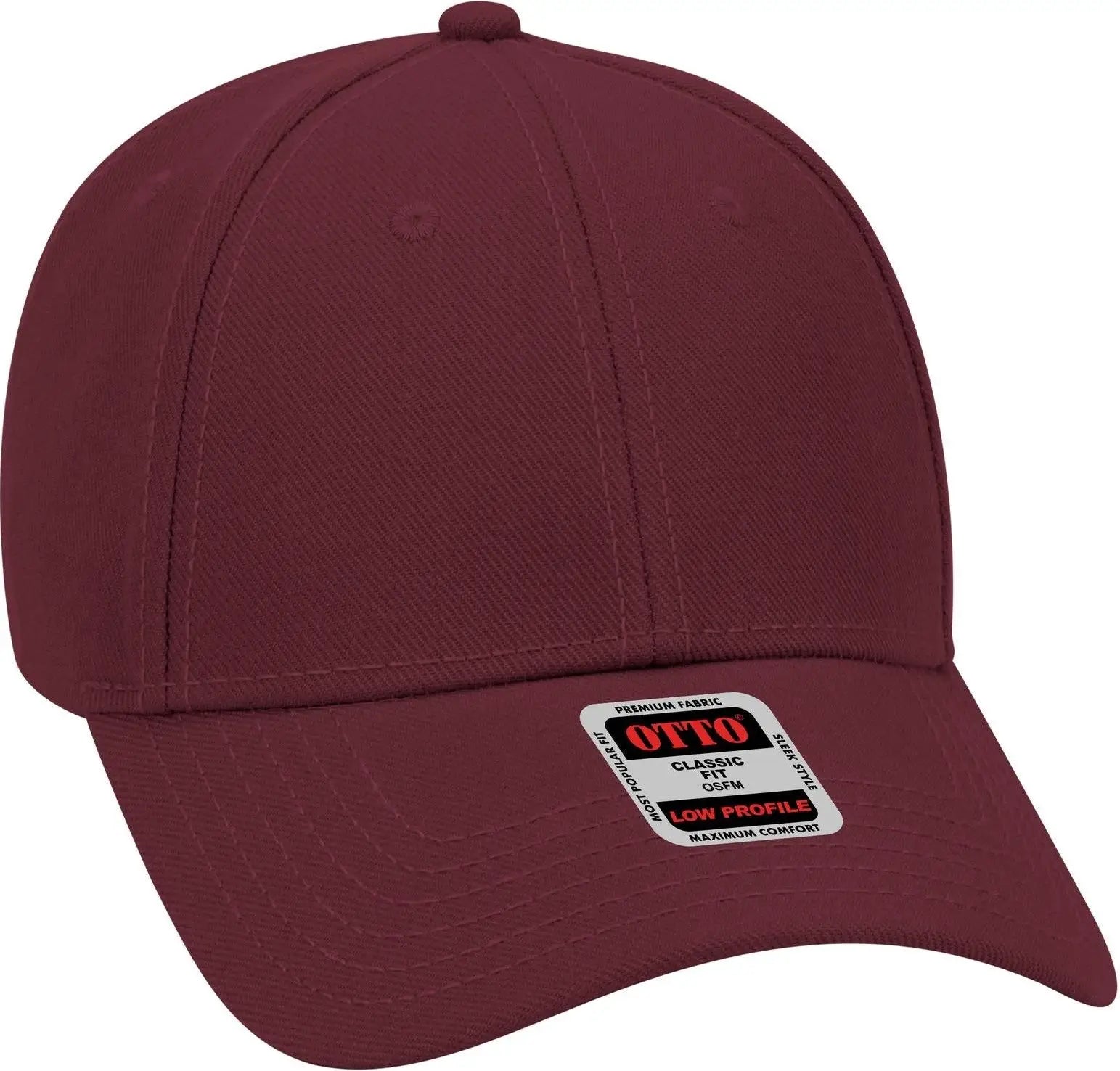 Otto 19-304 6 Panel Low Profile Baseball Cap - Maroon - 1/2’’ - 7 5/8’’