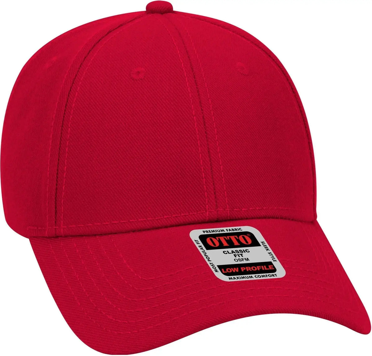 Otto 19-304 6 Panel Low Profile Baseball Cap - Red - 1/2’’ - 7 5/8’’