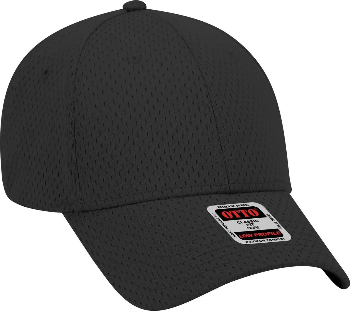 Otto 19-366 6 Panel Low Profile Baseball Cap - Black - 1/2’’ - 7 5/8’’