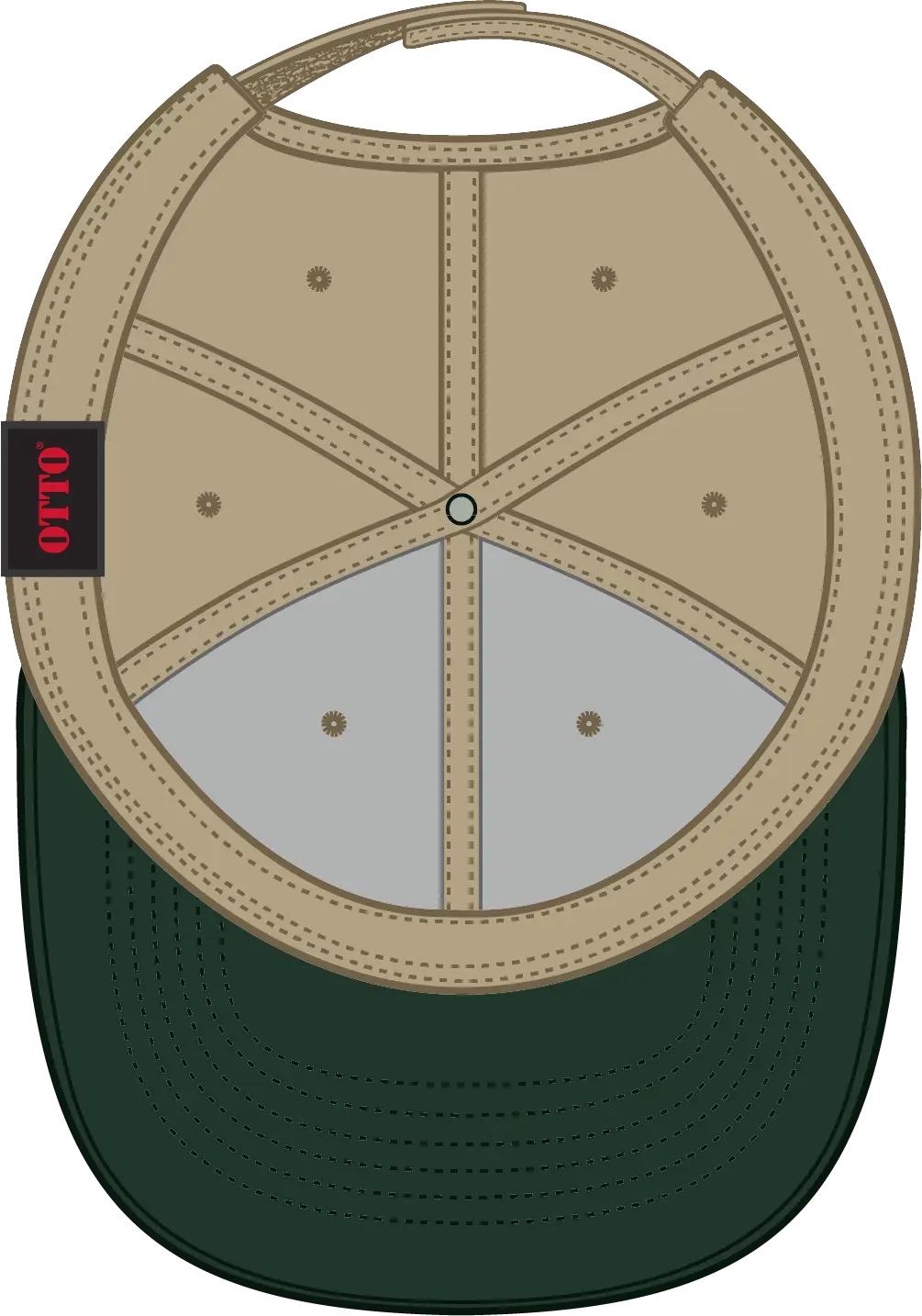 Otto 19-503 6 Panel Low Profile Baseball Cap - Dk.grn/kha - 1/2’’ - 7 5/8’’