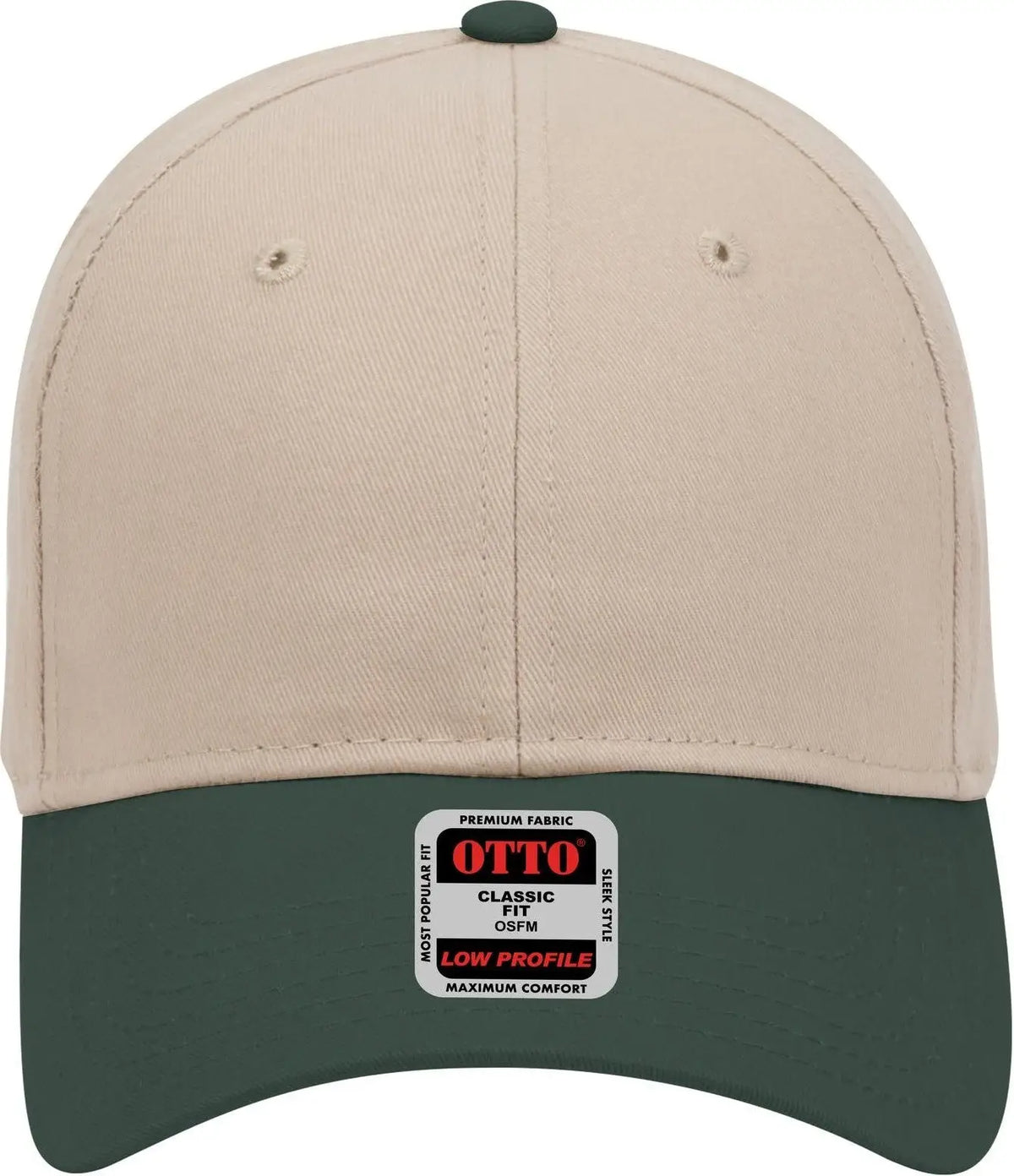 Otto 19-503 6 Panel Low Profile Baseball Cap - Dk.grn/kha - 1/2’’ - 7 5/8’’