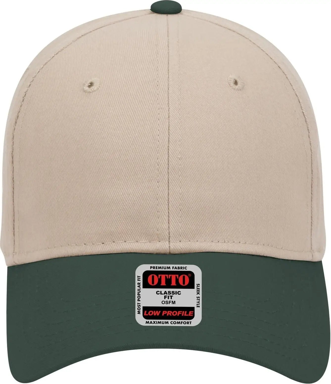 Otto 19-503 6 Panel Low Profile Baseball Cap - Dk.grn/kha - 1/2’’ - 7 5/8’’
