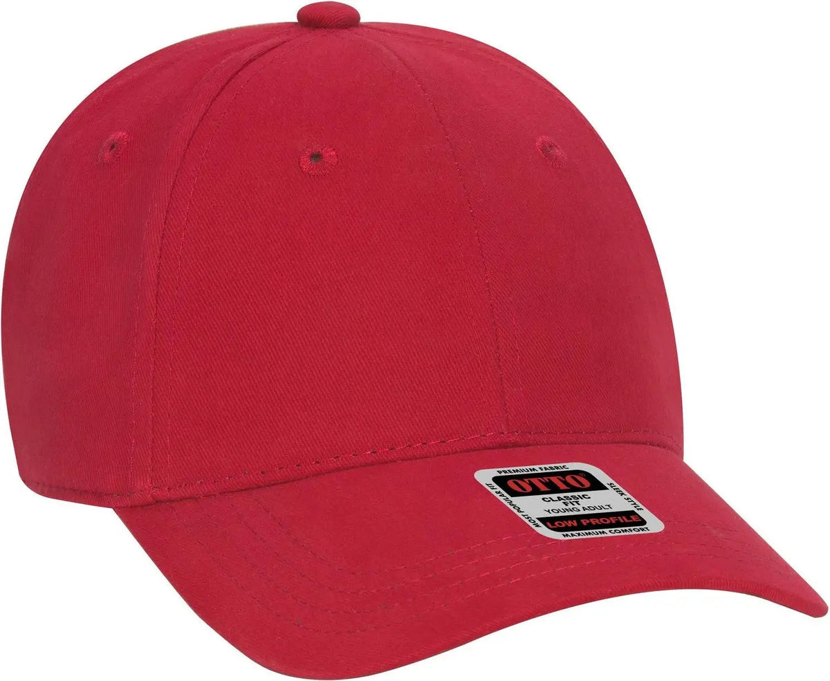 Otto 19-503 6 Panel Low Profile Baseball Cap - Red