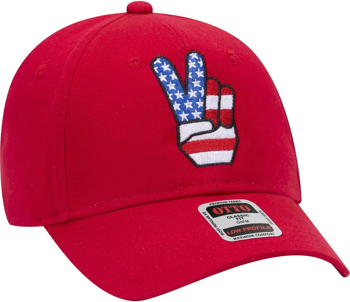 Otto 19-503 6 Panel Low Profile Baseball Cap - Red