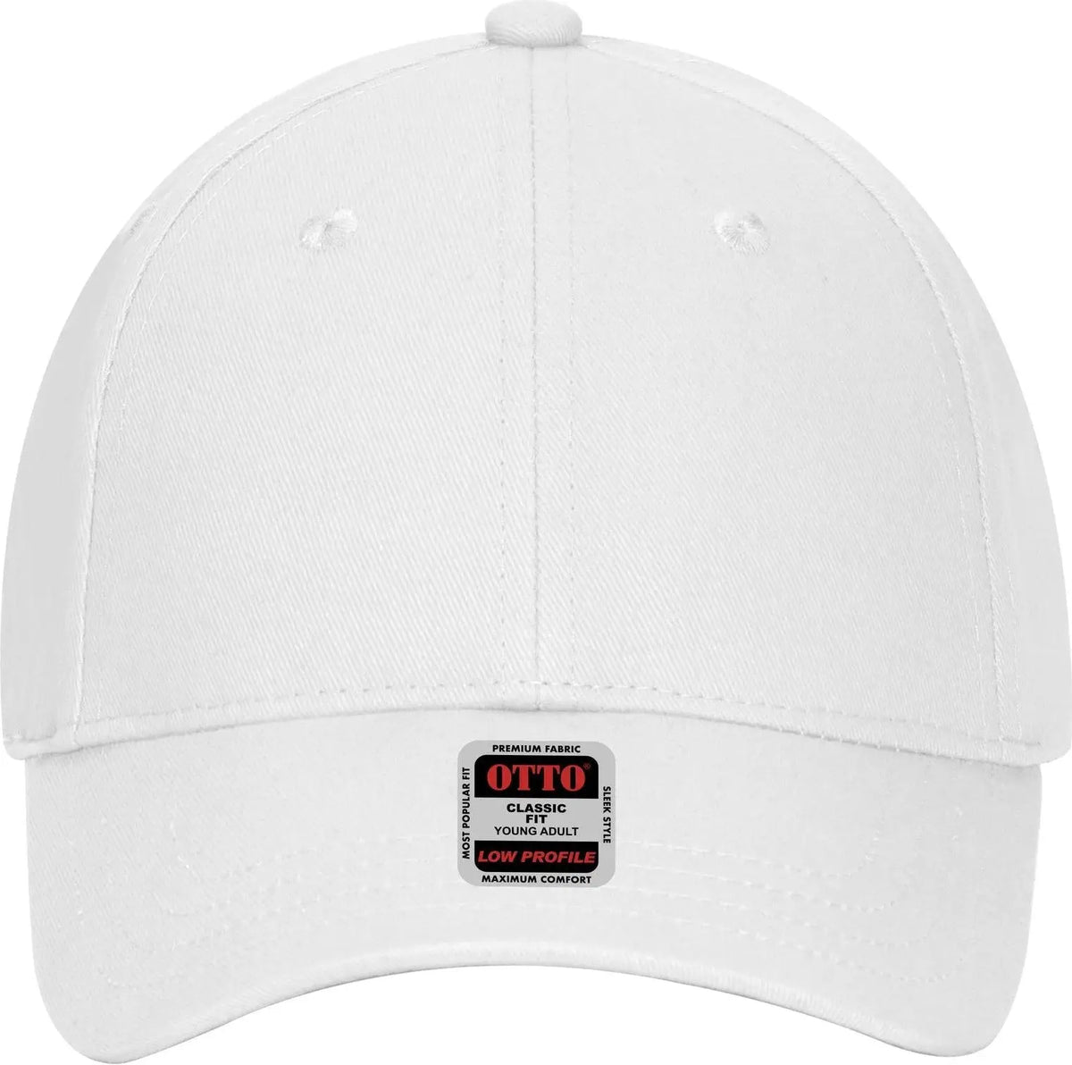 Otto 19-503 6 Panel Low Profile Baseball Cap - White