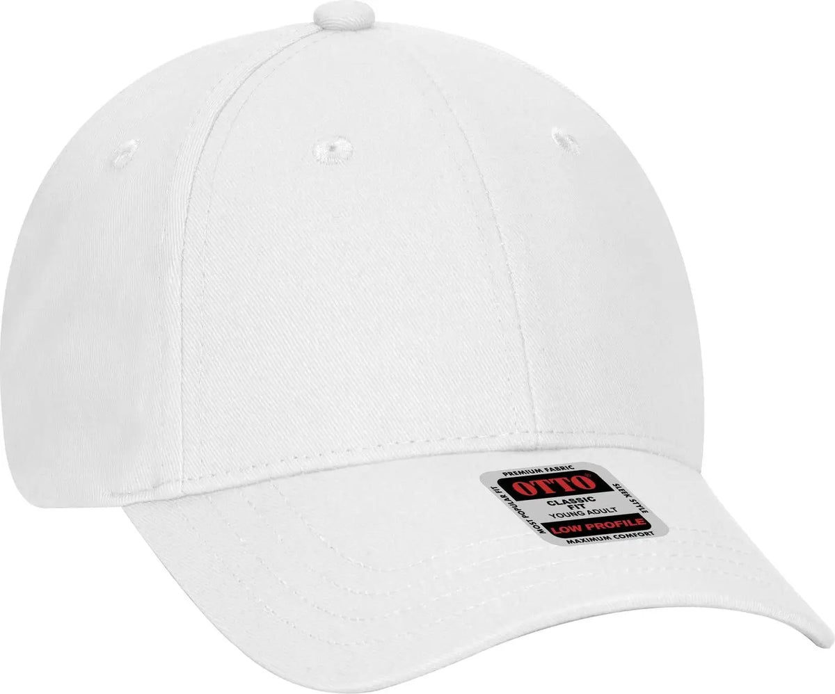 Otto 19-503 6 Panel Low Profile Baseball Cap - White
