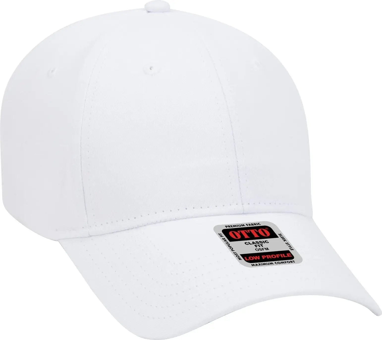 Otto 19-503 6 Panel Low Profile Baseball Cap - White