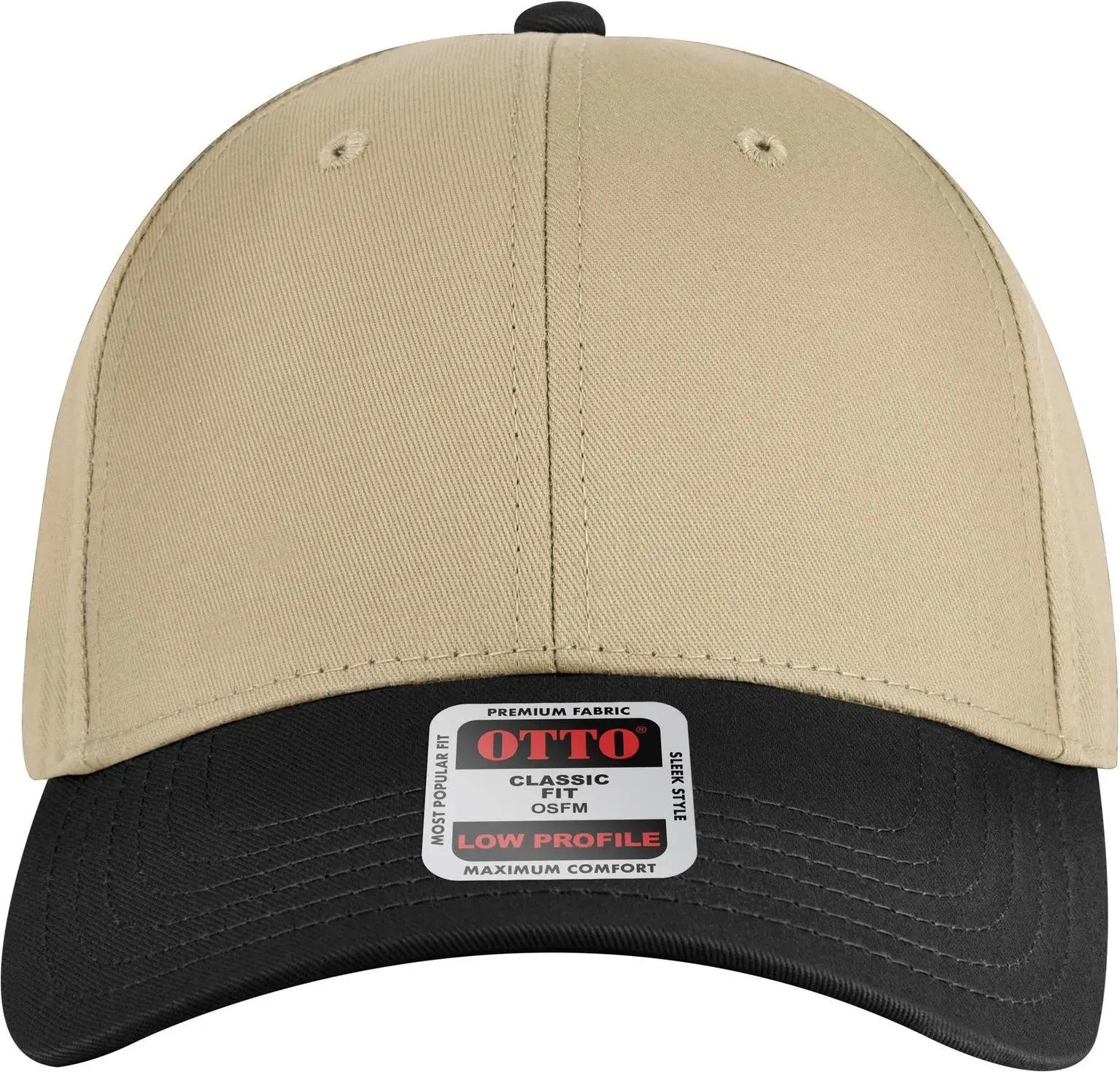Otto 19-536 6 Panel Low Profile Baseball Cap - Blk/kha/kha - 1/2’’ - 7 5/8’’