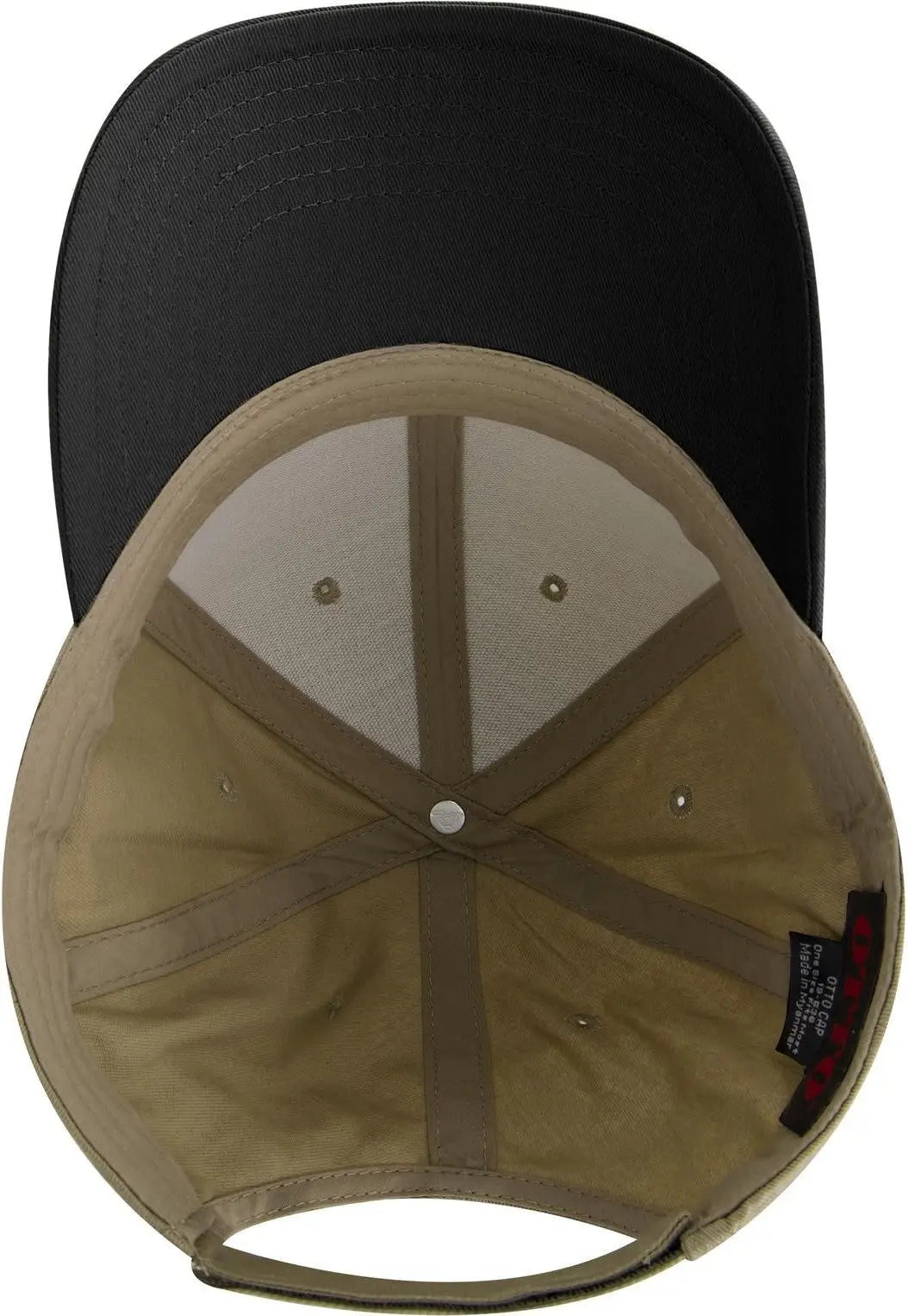 Otto 19-536 6 Panel Low Profile Baseball Cap - Blk/kha/kha - 1/2’’ - 7 5/8’’