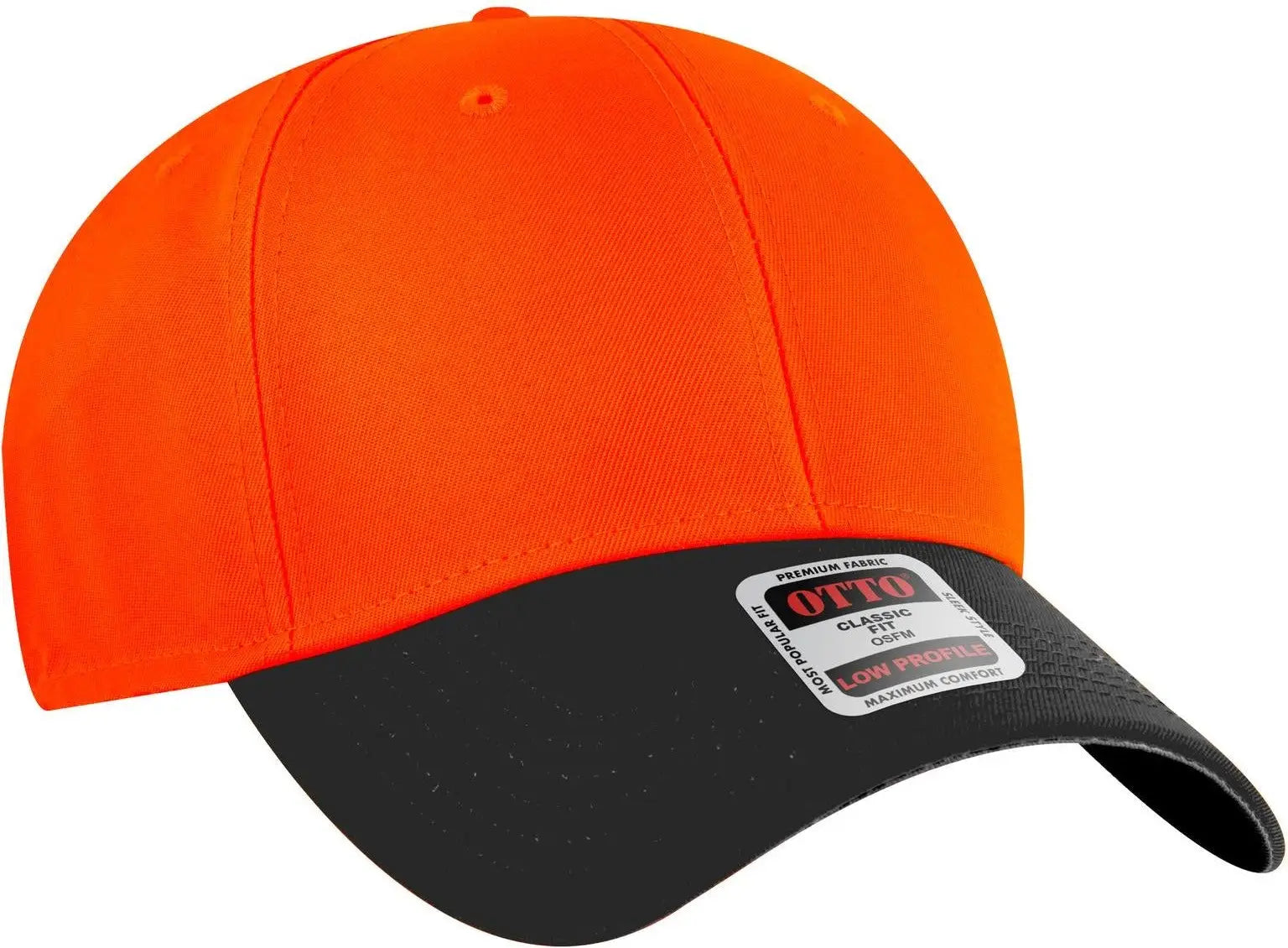 Otto 19-536 6 Panel Low Profile Baseball Cap - Blk/org/org - 1/2’’ - 7 5/8’’