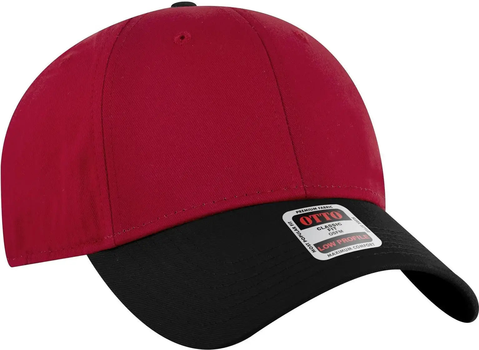 Otto 19-536 6 Panel Low Profile Baseball Cap - Blk/red/red