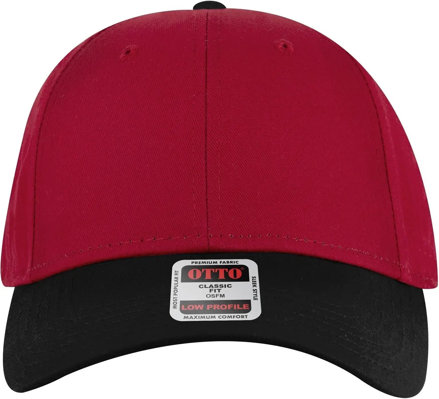 Otto 19-536 6 Panel Low Profile Baseball Cap - Blk/red/red