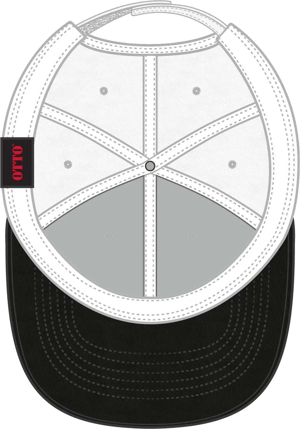 Otto 19-536 6 Panel Low Profile Baseball Cap - Blk/wht/wht - 1/2’’ - 7 5/8’’