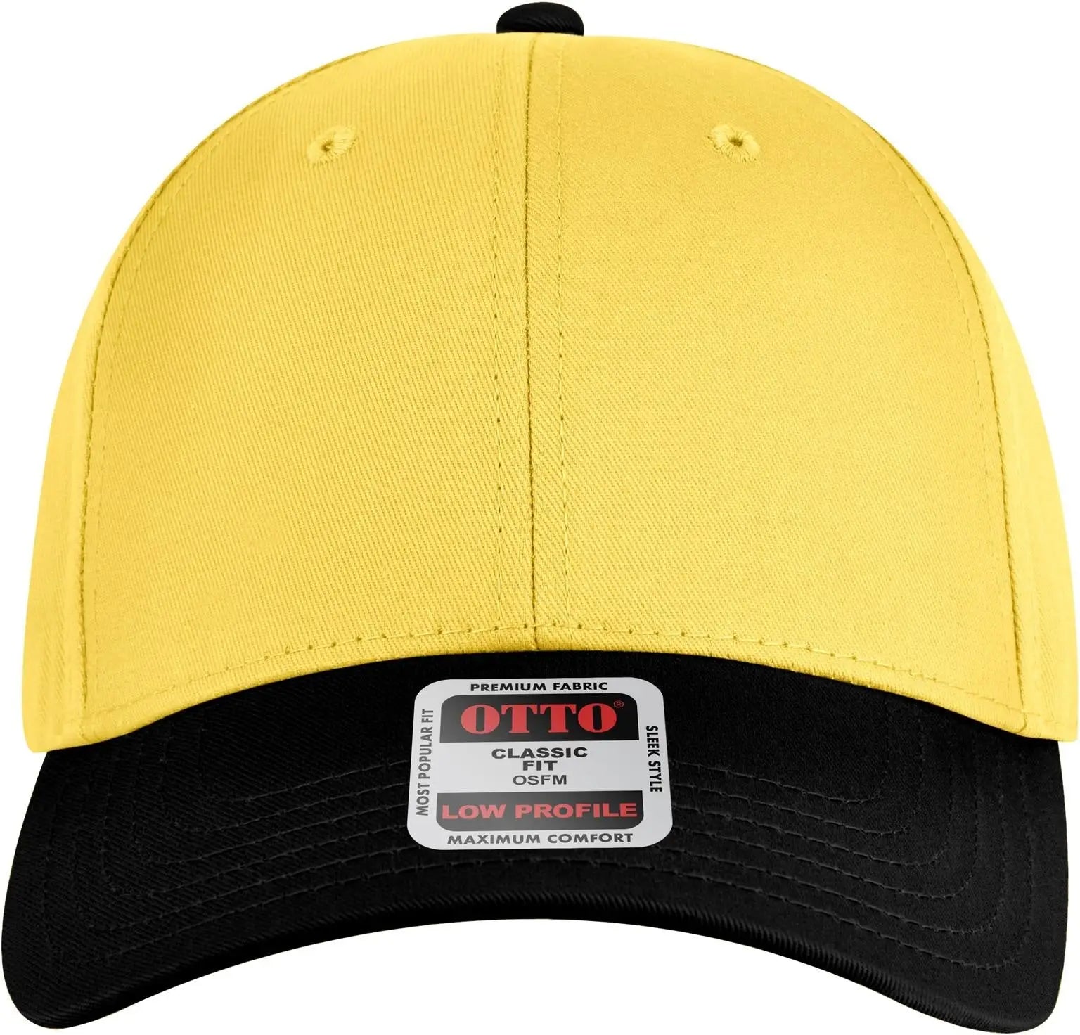 Otto 19-536 6 Panel Low Profile Baseball Cap - Blk/yel/yel - 1/2’’ - 7 5/8’’