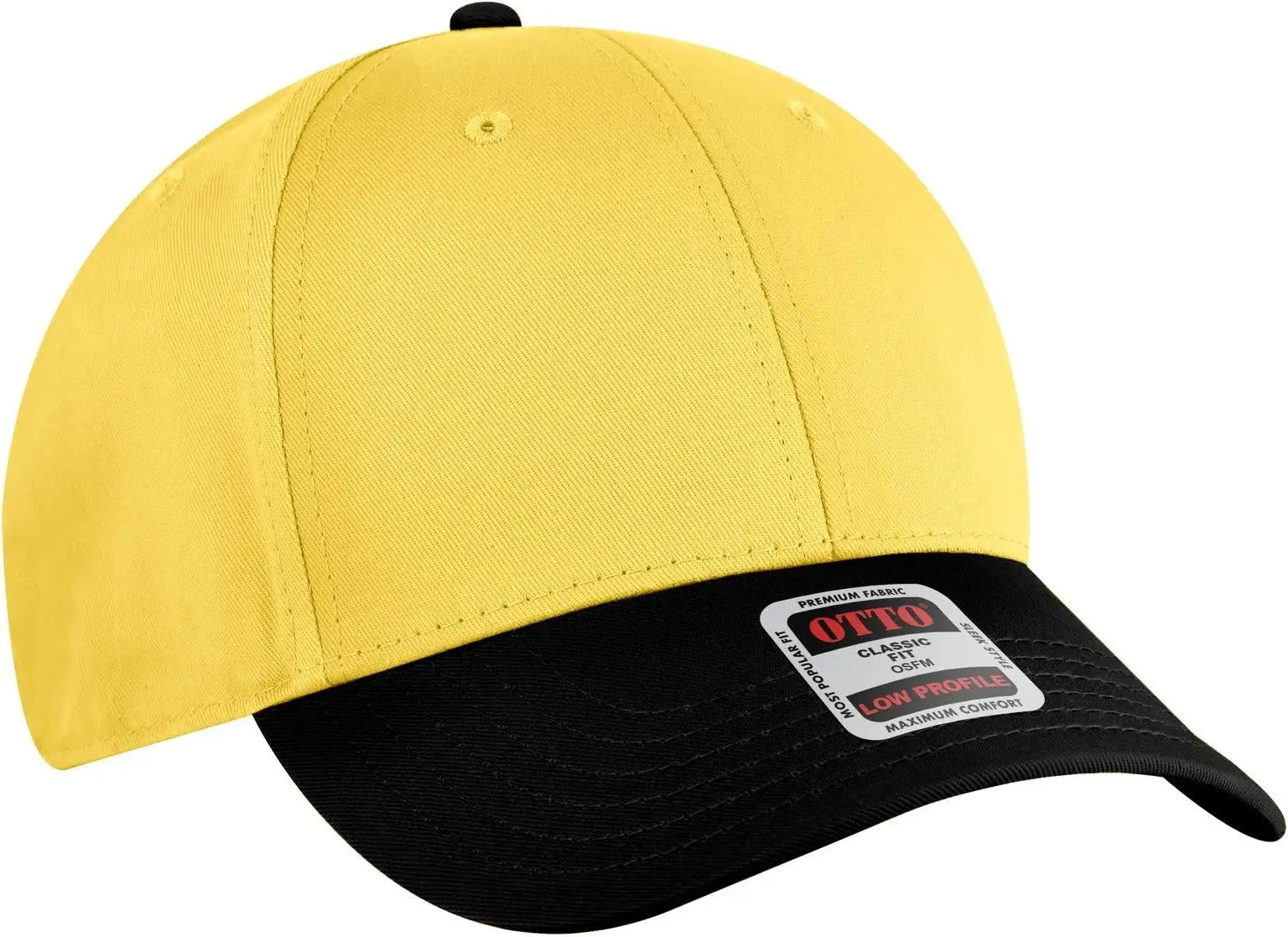 Otto 19-536 6 Panel Low Profile Baseball Cap - Blk/yel/yel - 1/2’’ - 7 5/8’’