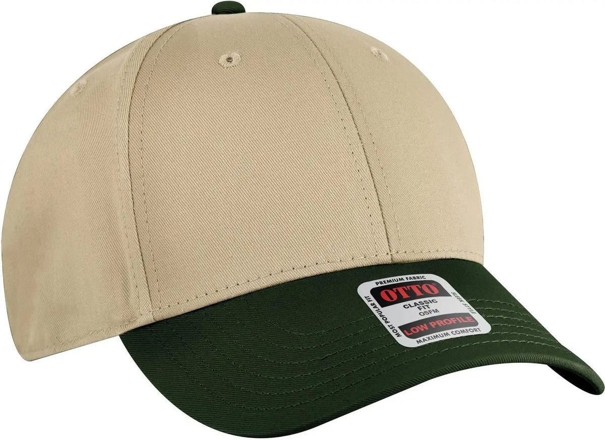 Otto 19-536 6 Panel Low Profile Baseball Cap - Dk.grn/kha/kha - 1/2’’ - 7 5/8’’