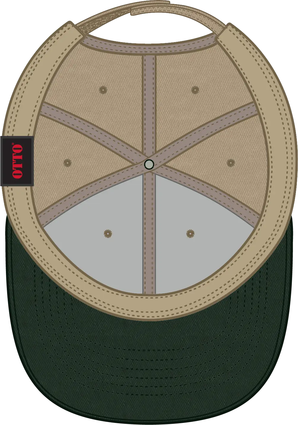 Otto 19-536 6 Panel Low Profile Baseball Cap - Dk.grn/kha/kha - 1/2’’ - 7 5/8’’