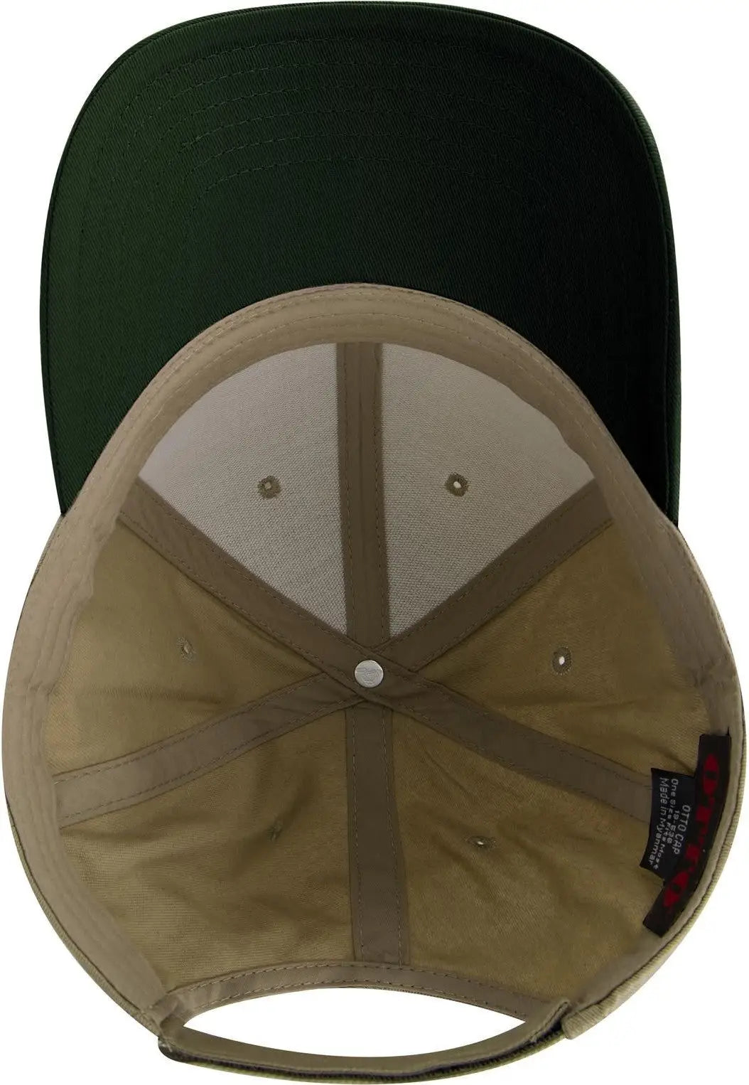 Otto 19-536 6 Panel Low Profile Baseball Cap - Dk.grn/kha/kha - 1/2’’ - 7 5/8’’