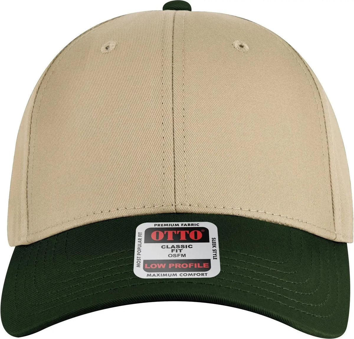 Otto 19-536 6 Panel Low Profile Baseball Cap - Dk.grn/kha/kha - 1/2’’ - 7 5/8’’