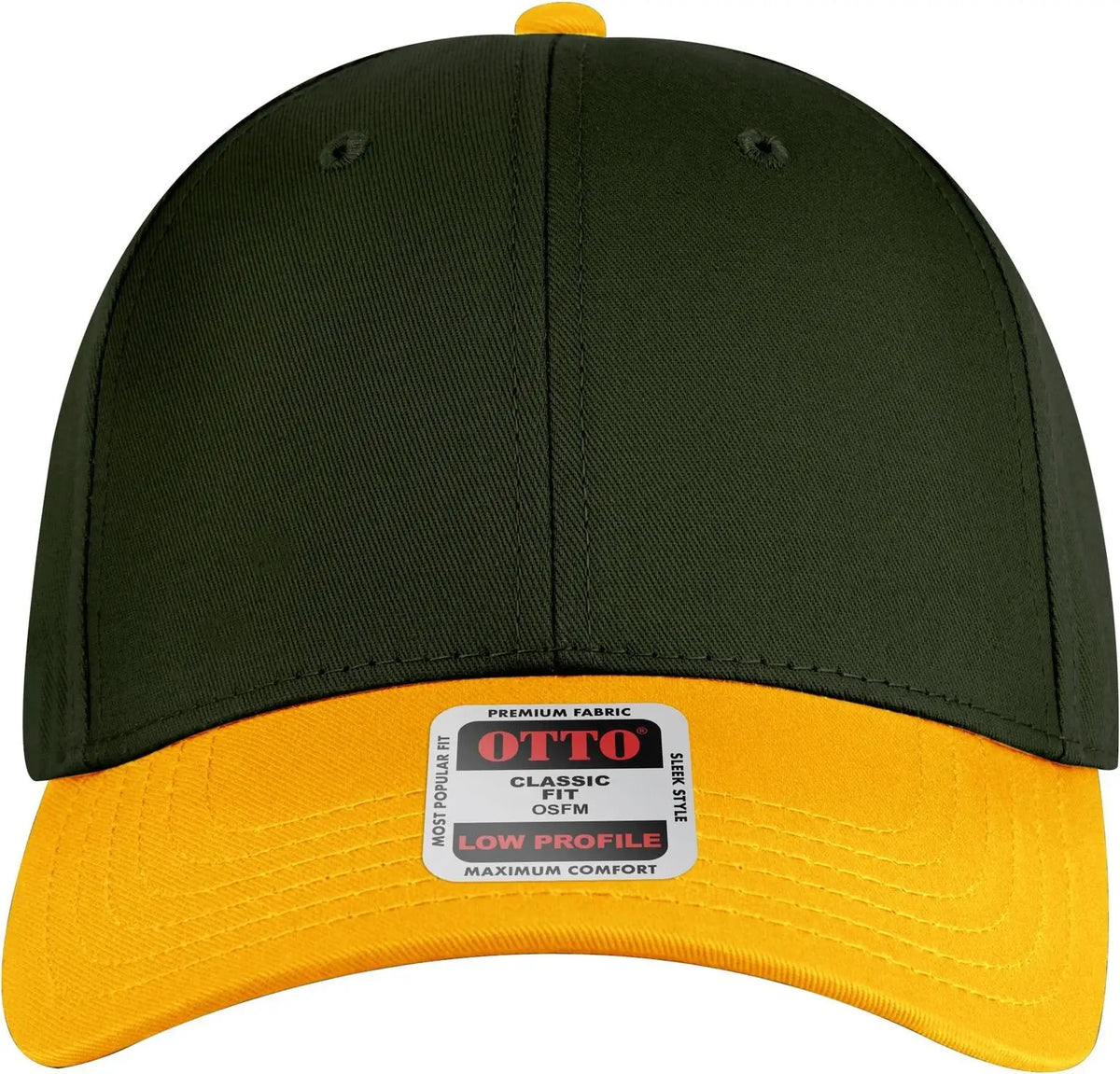 Otto 19-536 6 Panel Low Profile Baseball Cap - Gld/dk.grn/dk.grn
