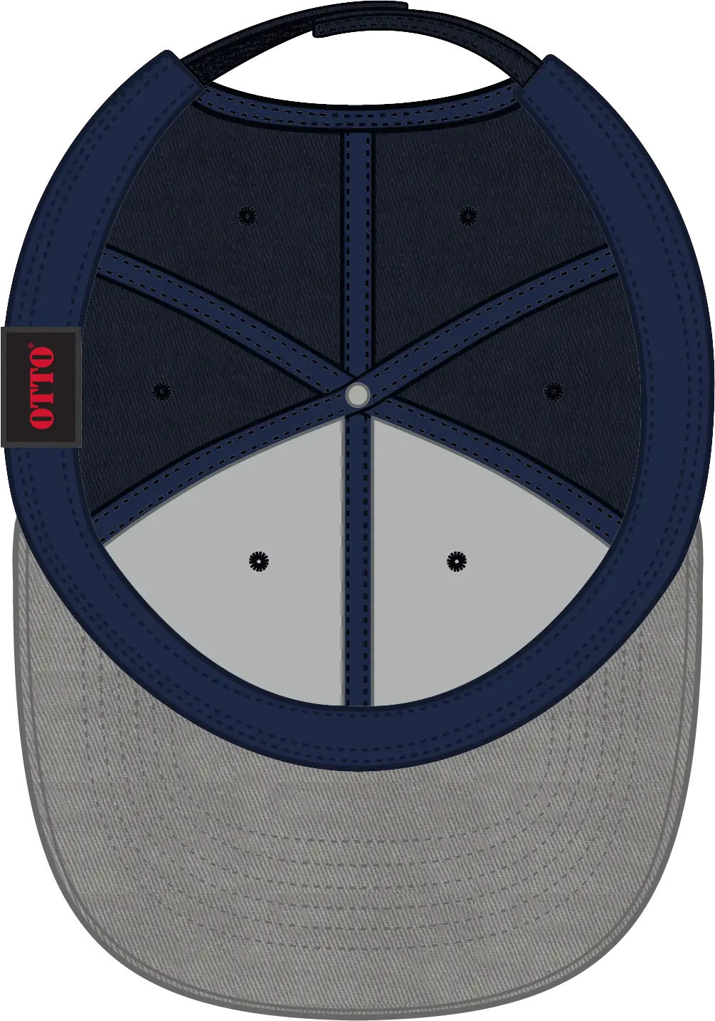 Otto 19-536 6 Panel Low Profile Baseball Cap - Gry/nvy/nvy - 1/2’’ - 7 5/8’’