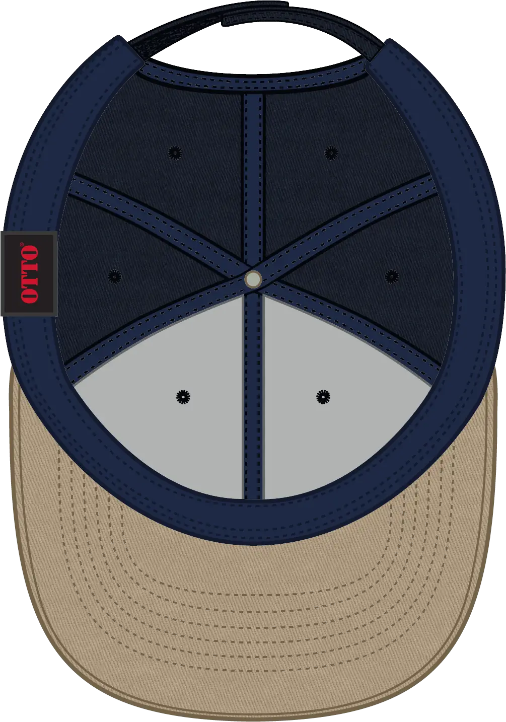 Otto 19-536 6 Panel Low Profile Baseball Cap - Kha/nvy/nvy - 1/2’’ - 7 5/8’’