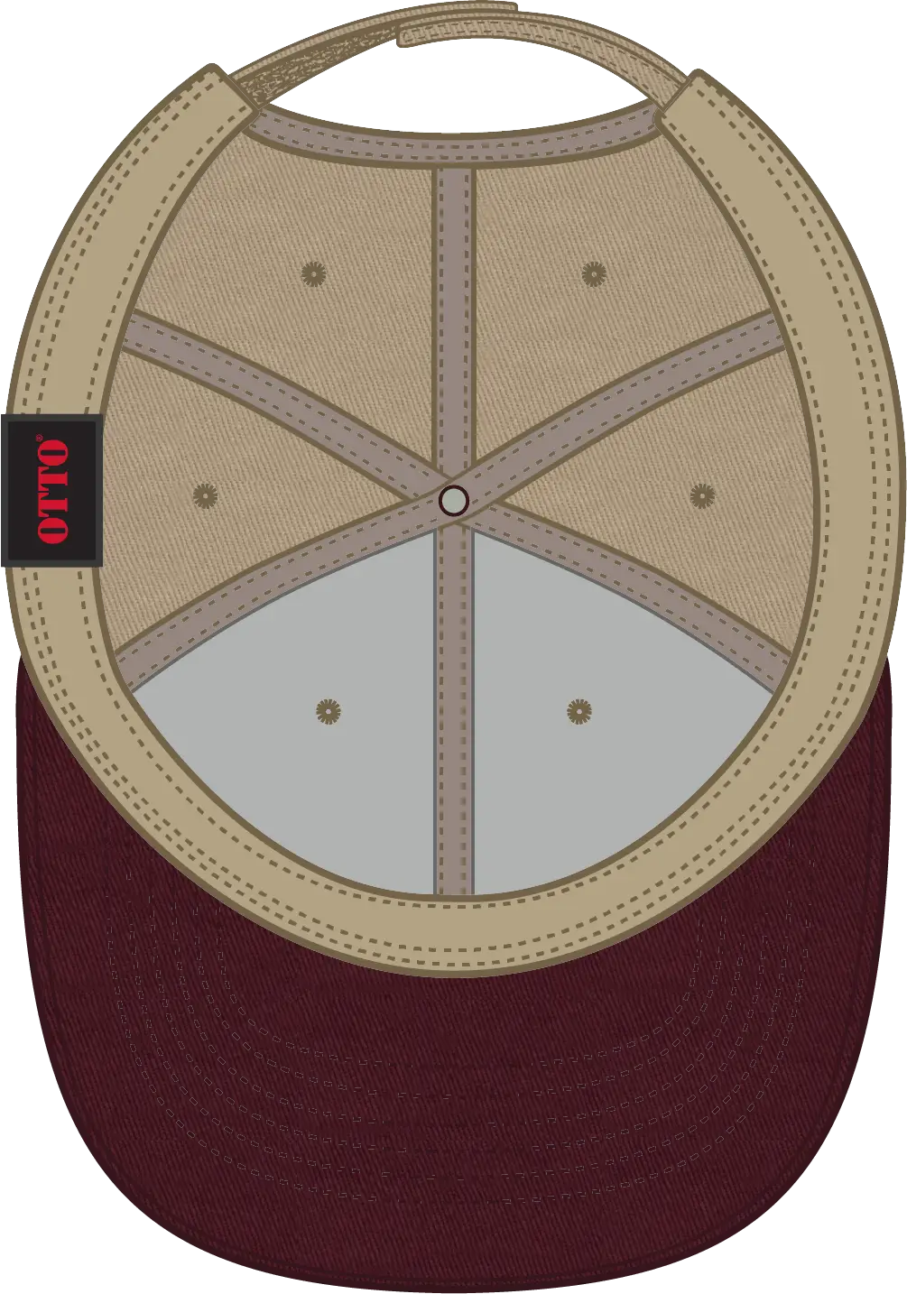 Otto 19-536 6 Panel Low Profile Baseball Cap - Mrn/kha/kha - 1/2’’ - 7 5/8’’