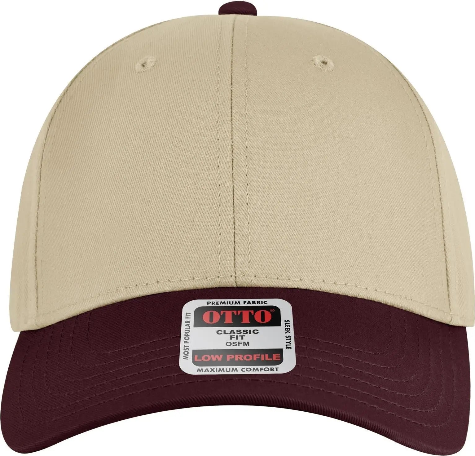 Otto 19-536 6 Panel Low Profile Baseball Cap - Mrn/kha/kha - 1/2’’ - 7 5/8’’