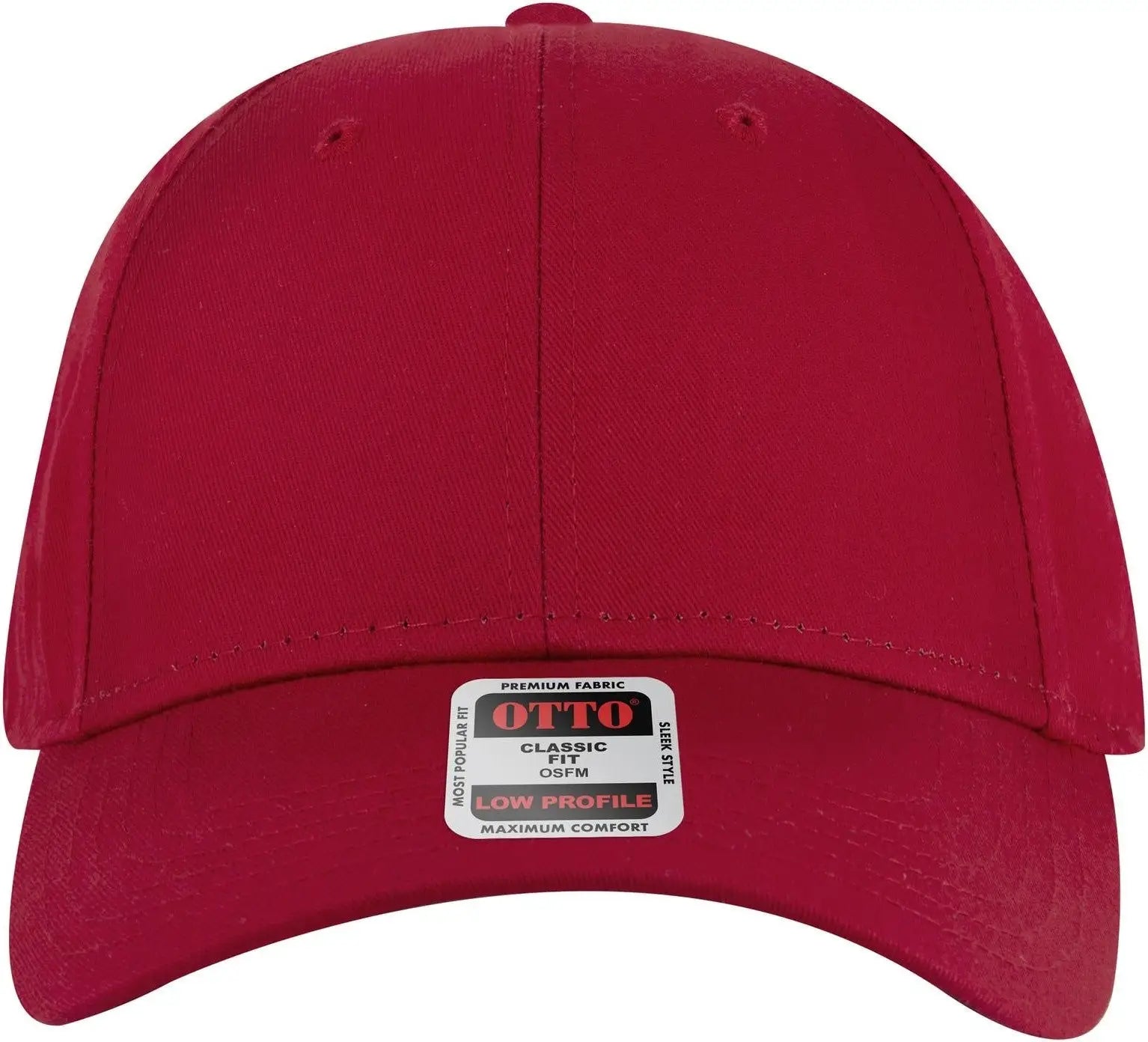 Otto 19-536 6 Panel Low Profile Baseball Cap - Red - 1/2’’ - 7 5/8’’