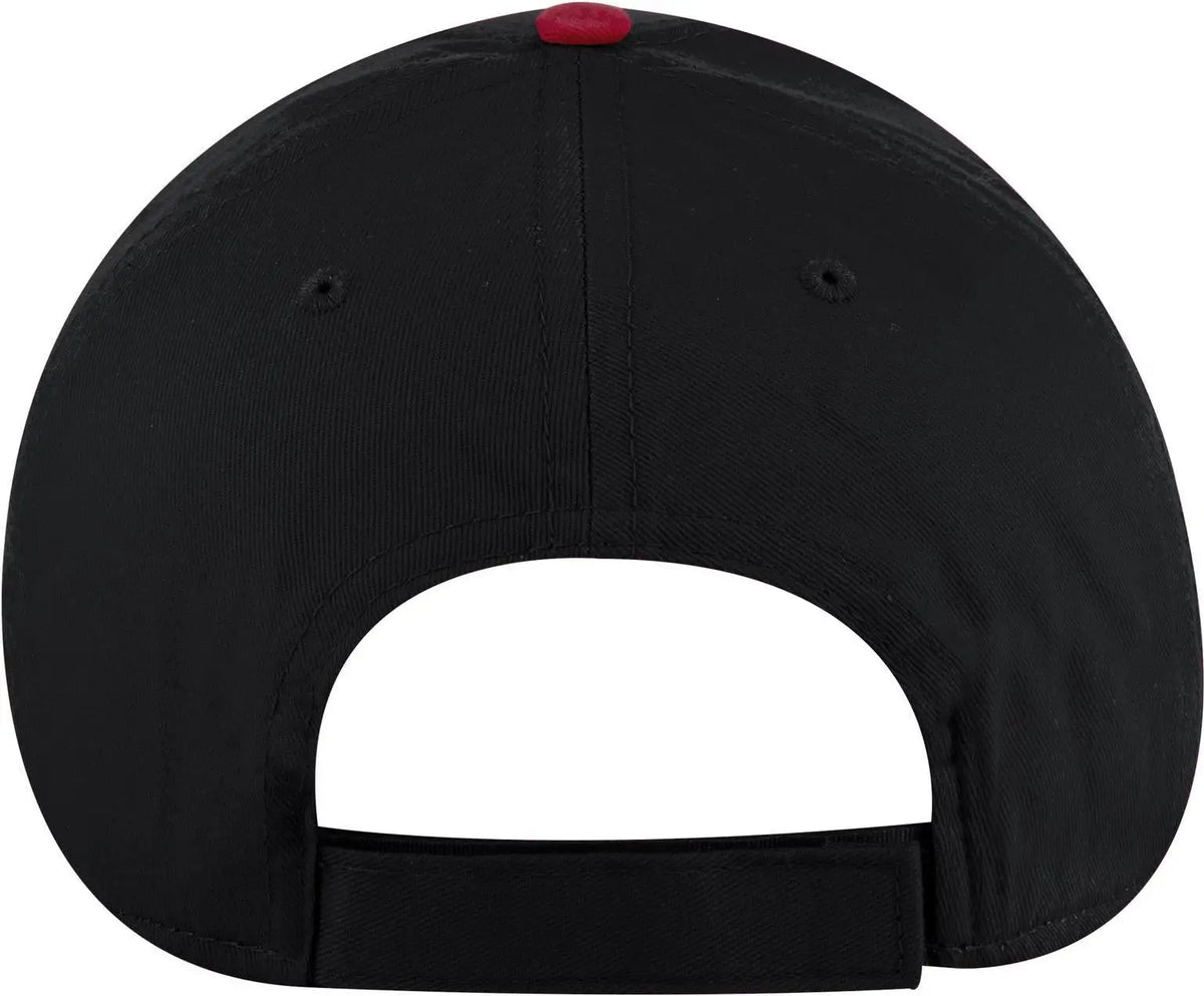 Otto 19-536 6 Panel Low Profile Baseball Cap - Red/blk/blk - 1/2’’ - 7 5/8’’