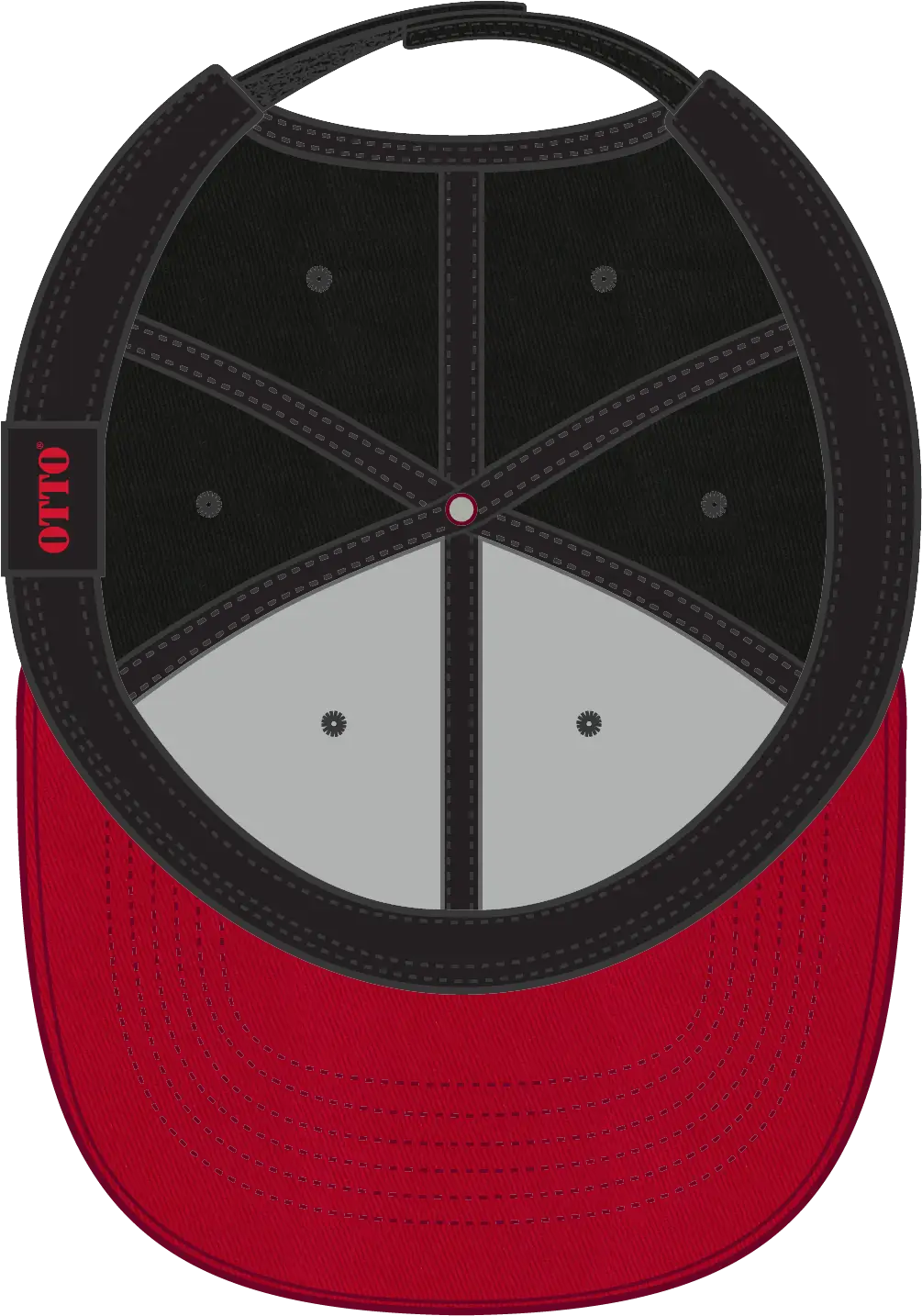 Otto 19-536 6 Panel Low Profile Baseball Cap - Red/blk/blk - 1/2’’ - 7 5/8’’