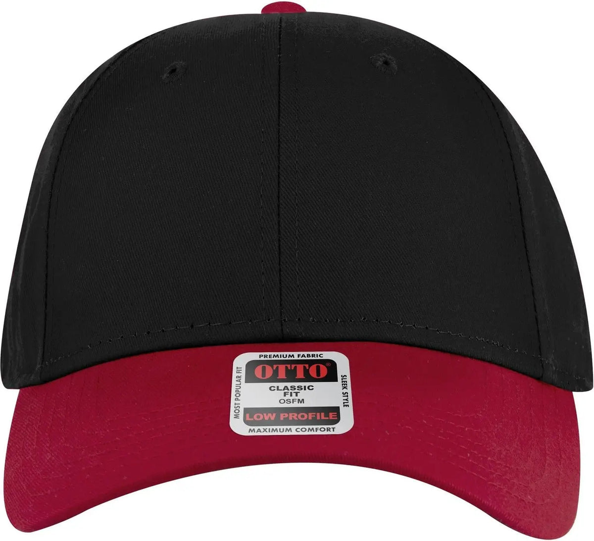 Otto 19-536 6 Panel Low Profile Baseball Cap - Red/blk/blk - 1/2’’ - 7 5/8’’