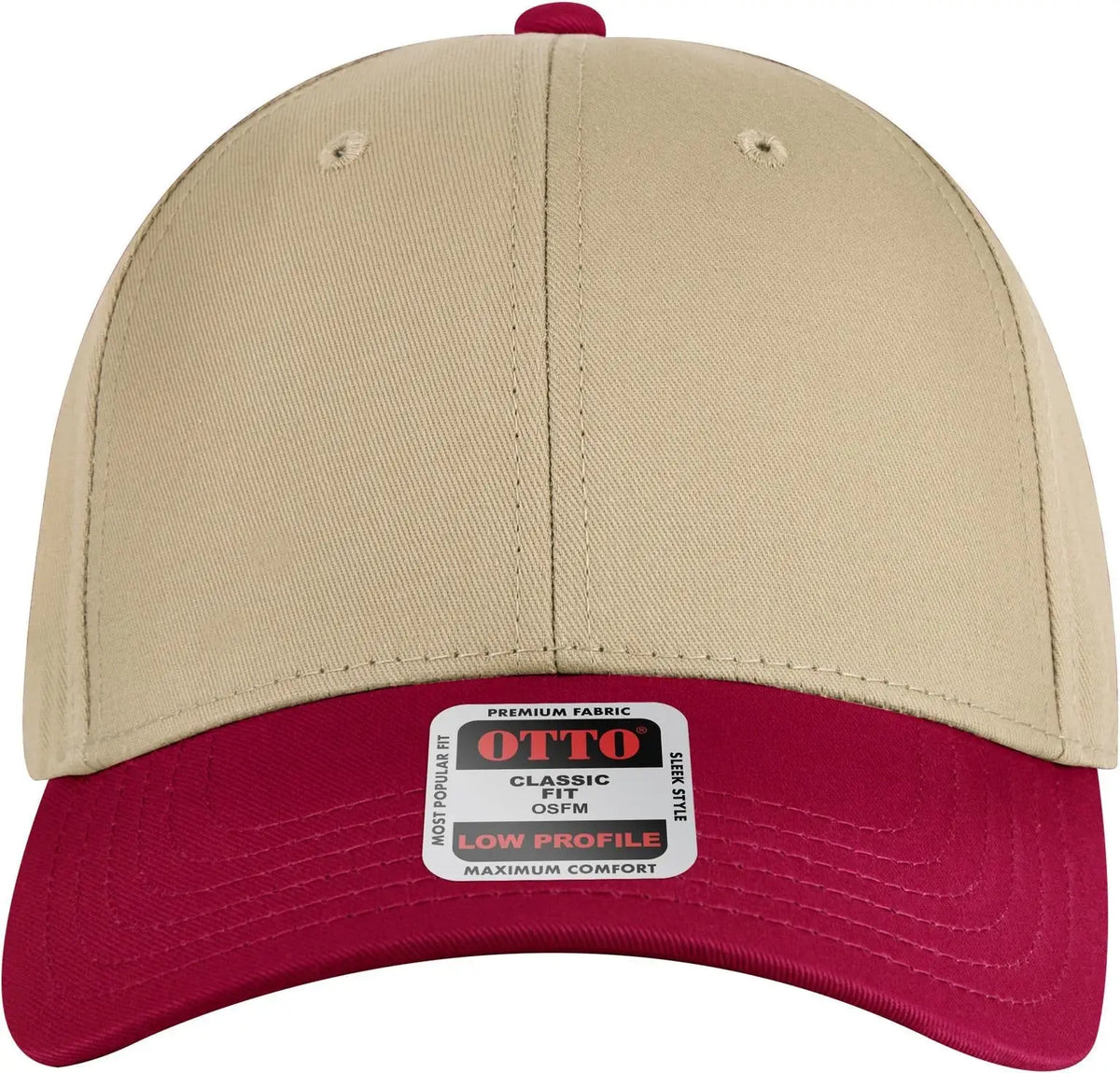 Otto 19-536 6 Panel Low Profile Baseball Cap - Red/kha/kha - 1/2’’ - 7 5/8’’